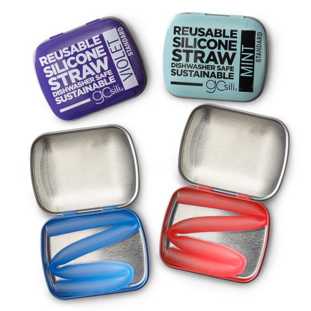 GoSili Cobalt & Mint Reusable Standard Straw Tins